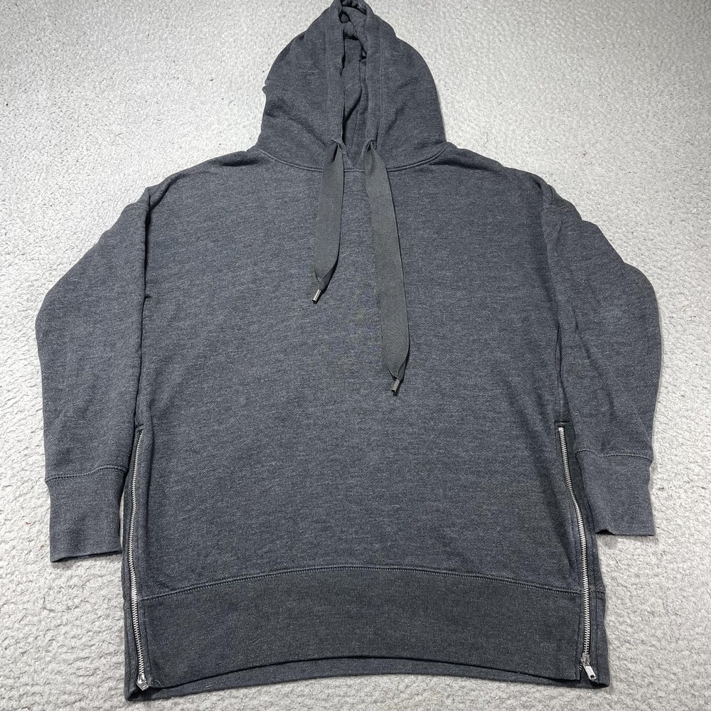 Aerie Hoodie Womens XS Gray Side Zip Terry Pullover Relaxed Fit Sweatshirt